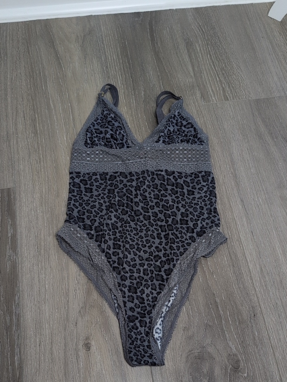 Victoria's Secret Gray Leopard-Print One-Piece